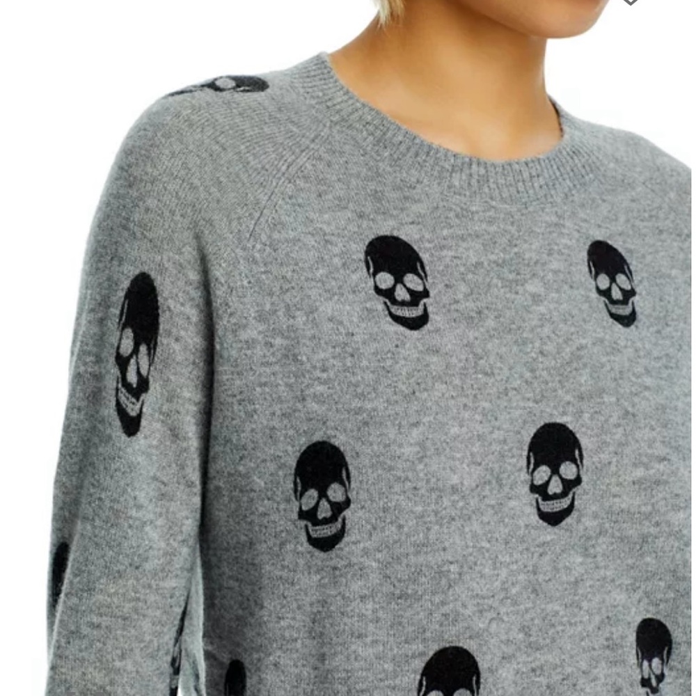 Skull Cashmere Gray Pattern 100% wool women’s Sweater